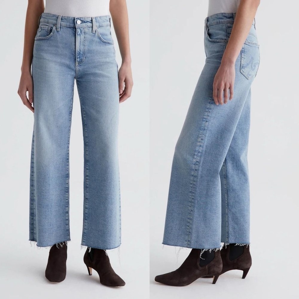 AG Womens Jeans 30 Blue Denim High Rise Saige Wide Leg‎ Crop Clean Classic